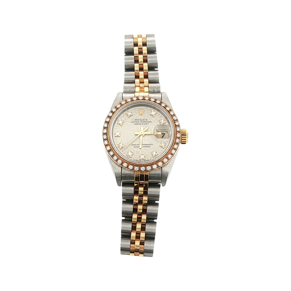 Rolex 26mm Date-Just Jubilee Diamond Dial & Diamond Bezel Ladies Watch 69173