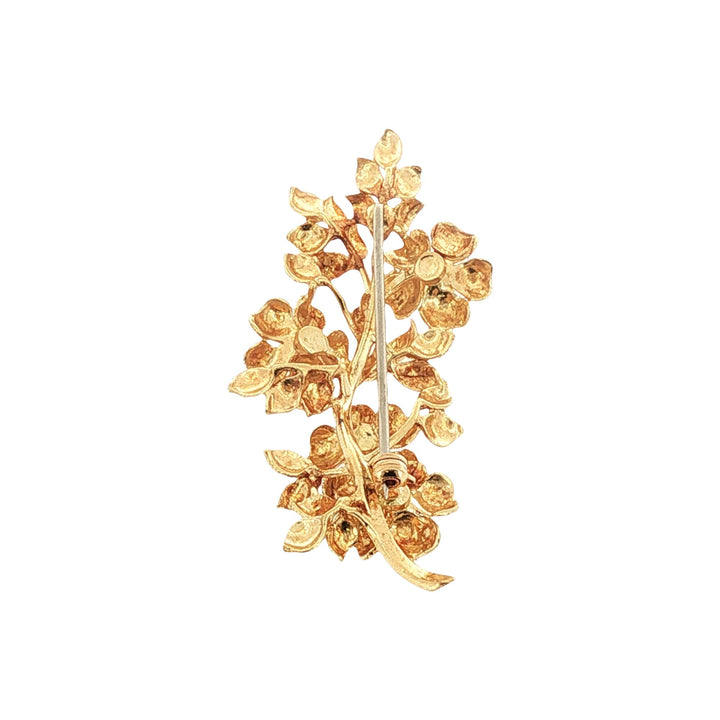 Tiffany & Company Ruby 18 Karat Yellow Gold Vintage Flower Brooch Circa 1970's