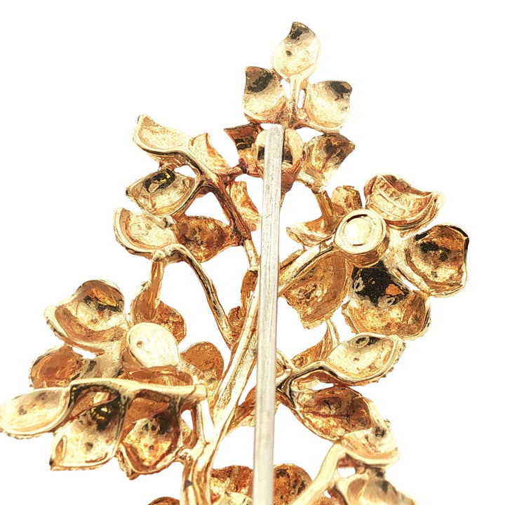 Tiffany & Company Ruby 18 Karat Yellow Gold Vintage Flower Brooch Circa 1970's