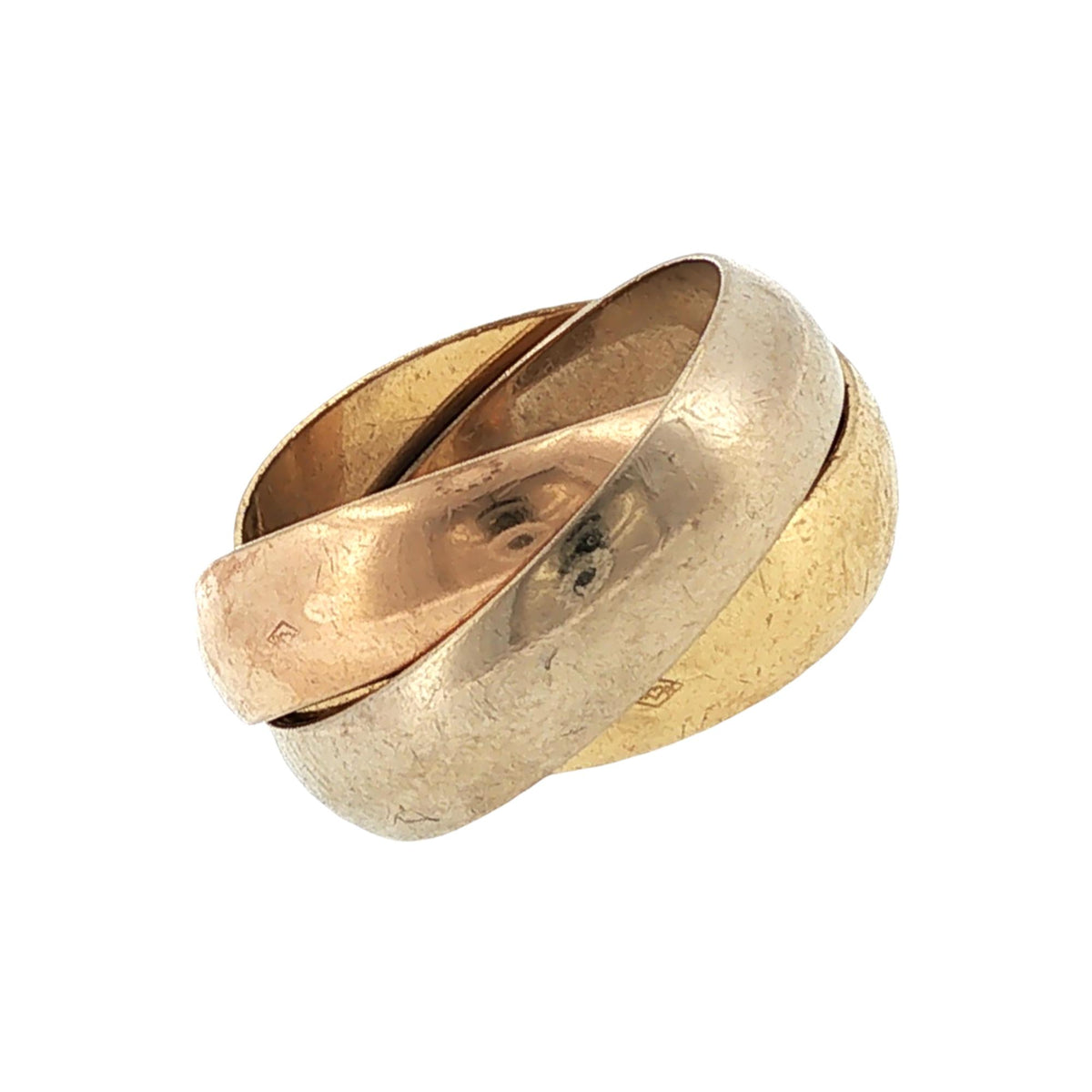 Cartier Trinity 18K Tri-Color Gold Rolling Ring Size 52 (US 6) Vintage 1990