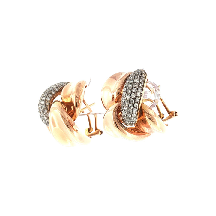 Pavé Diamond X Motif 14 Karat Rose Gold Leverback Earrings