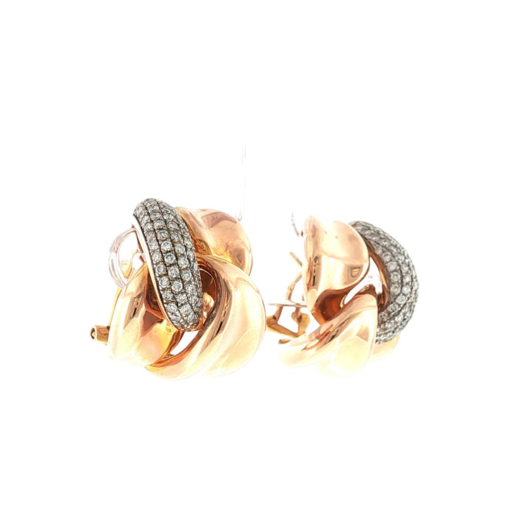 Pavé Diamond X Motif 14 Karat Rose Gold Leverback Earrings
