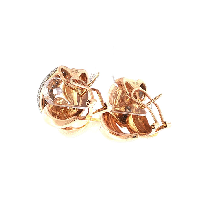 Pavé Diamond X Motif 14 Karat Rose Gold Leverback Earrings
