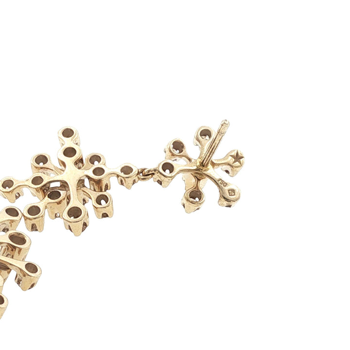 H. Stern Diamond Snow Flake 18 Karat Yellow Gold Drop Dangle Earrings