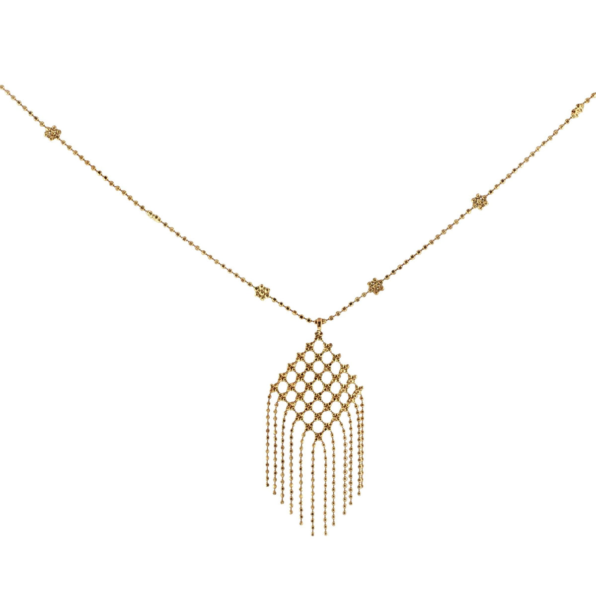 Tiffany & Co. 18 Karat Yellow Gold Bead Fringe Drop Pendant Necklace