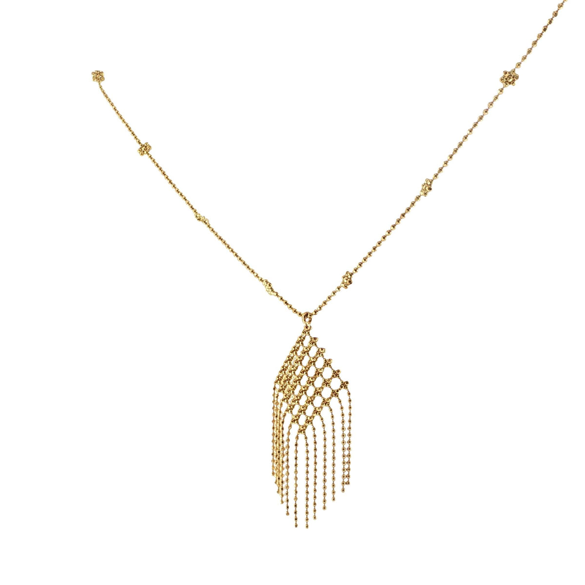 Tiffany & Co. 18 Karat Yellow Gold Bead Fringe Drop Pendant Necklace