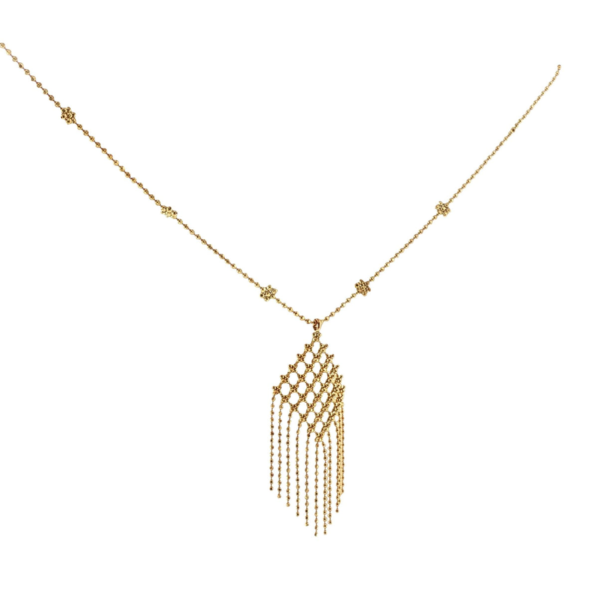 Tiffany & Co. 18 Karat Yellow Gold Bead Fringe Drop Pendant Necklace