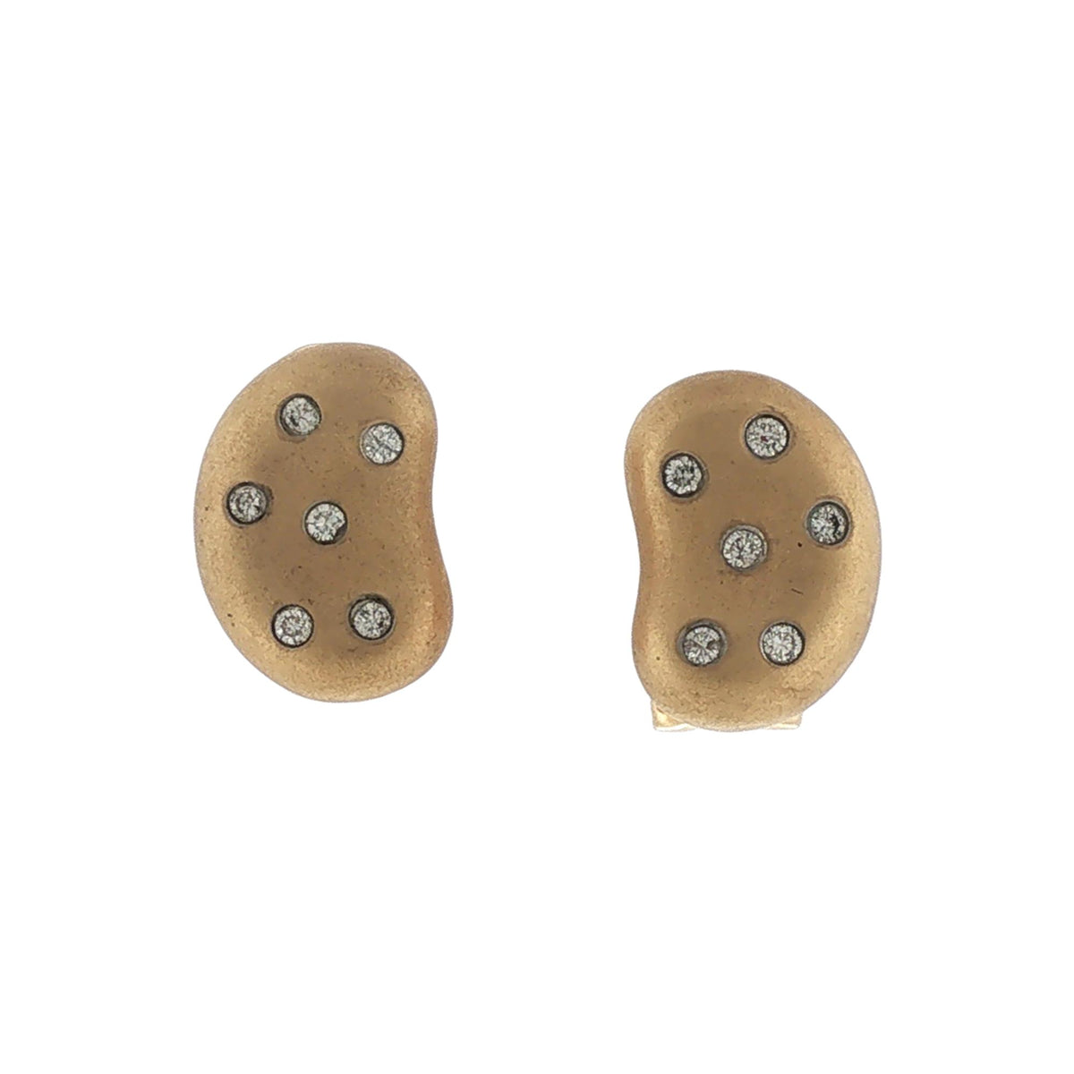 Diamond 14 Karat Yellow Satin Finish Gold Bean Leverback Earrings