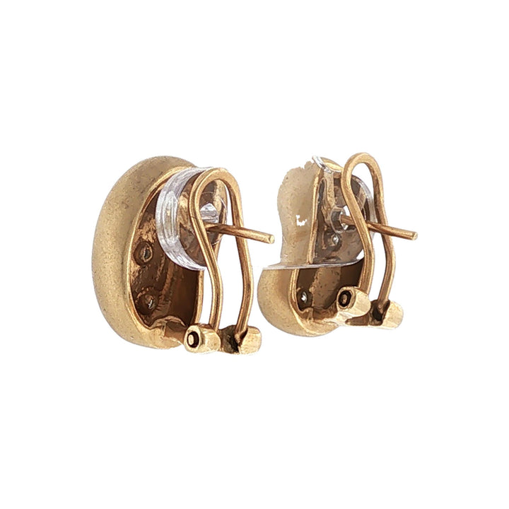 Diamond 14 Karat Yellow Satin Finish Gold Bean Leverback Earrings