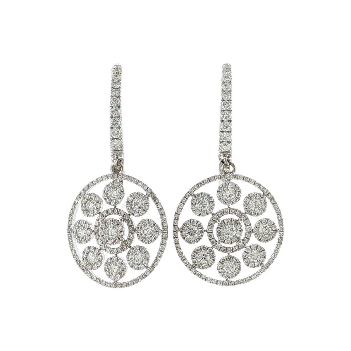 Diamond 18 Karat White Gold Dangle Drop Modern Earrings