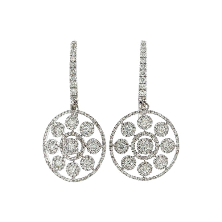 Diamond 18 Karat White Gold Dangle Drop Modern Earrings