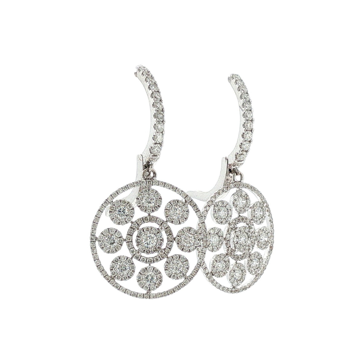 Diamond 18 Karat White Gold Dangle Drop Modern Earrings