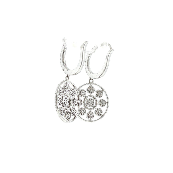 Diamond 18 Karat White Gold Dangle Drop Modern Earrings