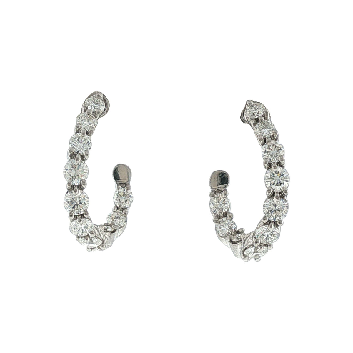 Tiffany & Company Diamond Platinum In/Out J Hoop Earrings