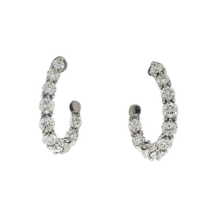 Tiffany & Company Diamond Platinum In/Out J Hoop Earrings