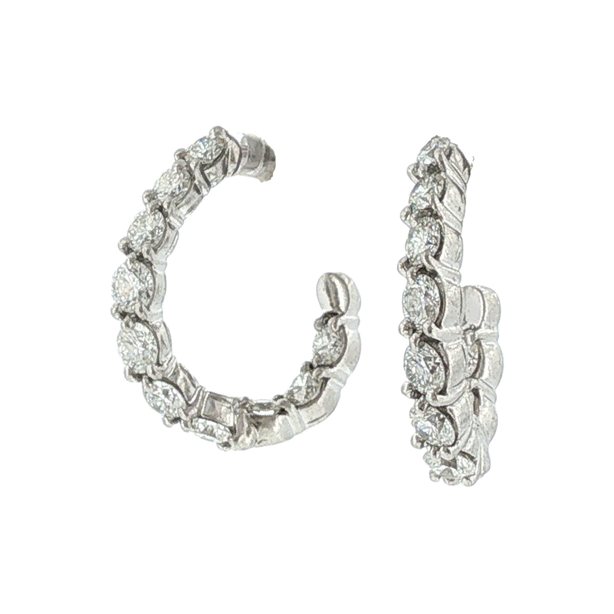 Tiffany & Company Diamond Platinum In/Out J Hoop Earrings