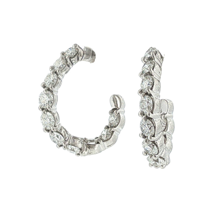 Tiffany & Company Diamond Platinum In/Out J Hoop Earrings