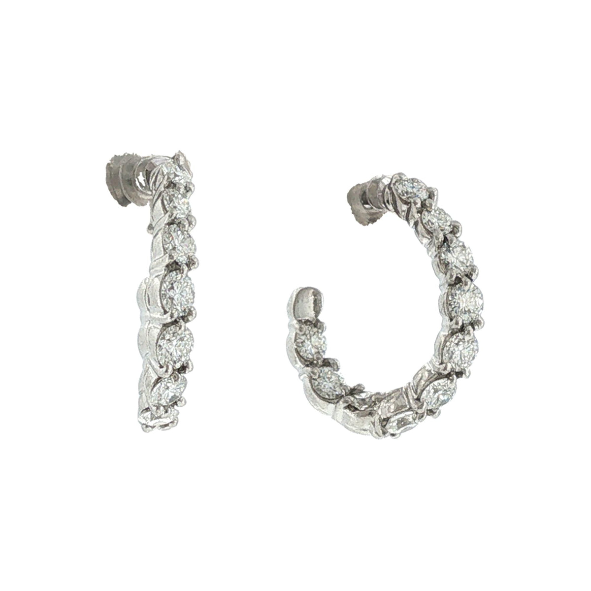Tiffany & Company Diamond Platinum In/Out J Hoop Earrings