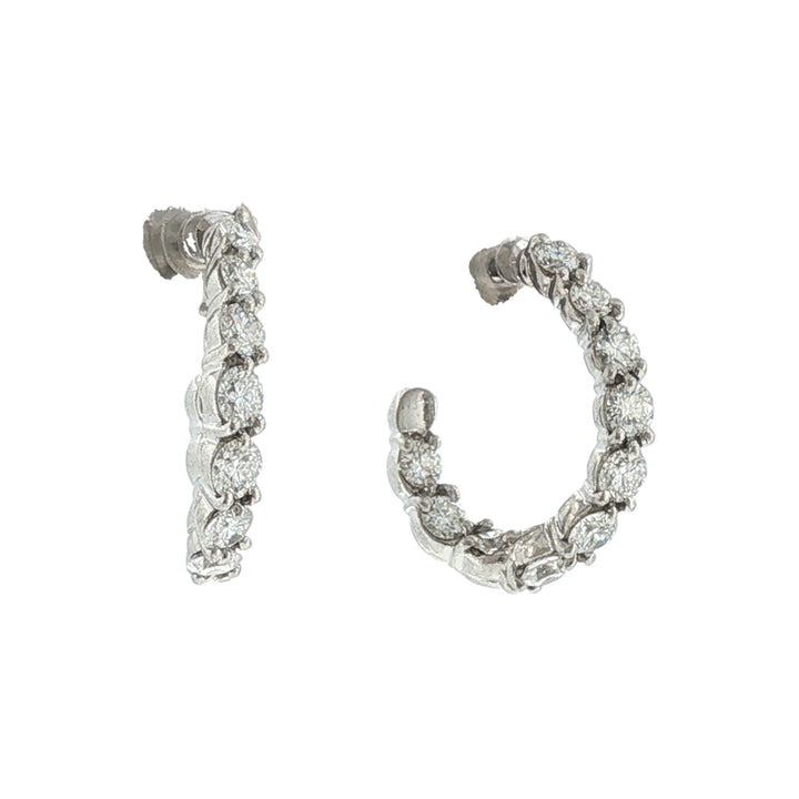Tiffany & Company Diamond Platinum In/Out J Hoop Earrings