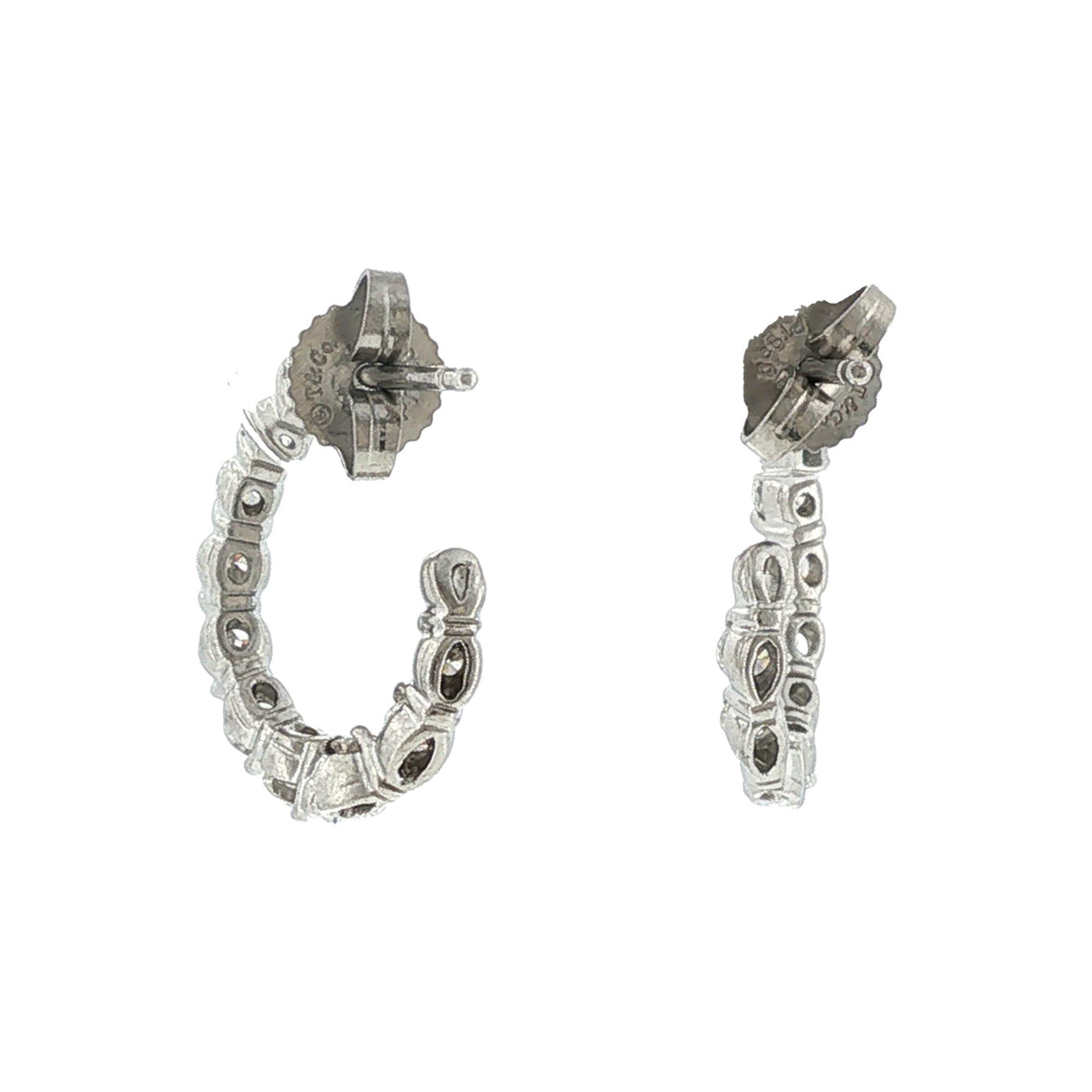 Tiffany & Company Diamond Platinum In/Out J Hoop Earrings