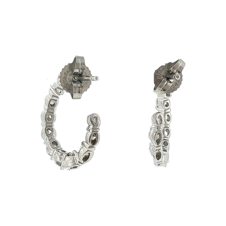 Tiffany & Company Diamond Platinum In/Out J Hoop Earrings