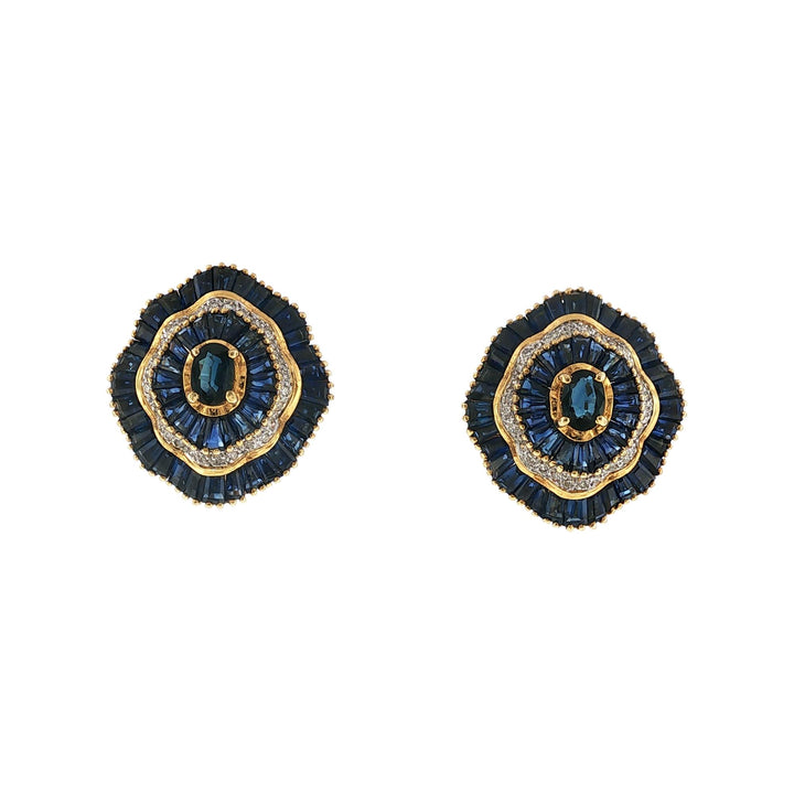 Sapphire Diamond 18 Karat Yellow Gold Vintage Leverback Earrings