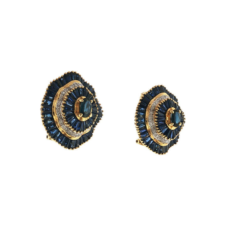 Sapphire Diamond 18 Karat Yellow Gold Vintage Leverback Earrings