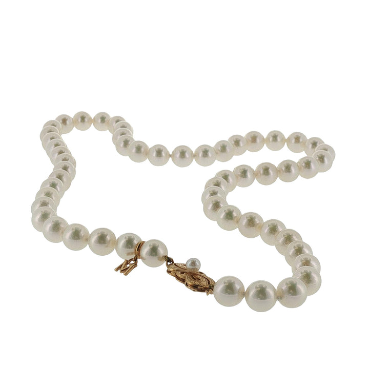 Mikimoto 7.5-7.75mm 18 Inch Strand of Pearls 18 Karat Yellow Gold Clasp