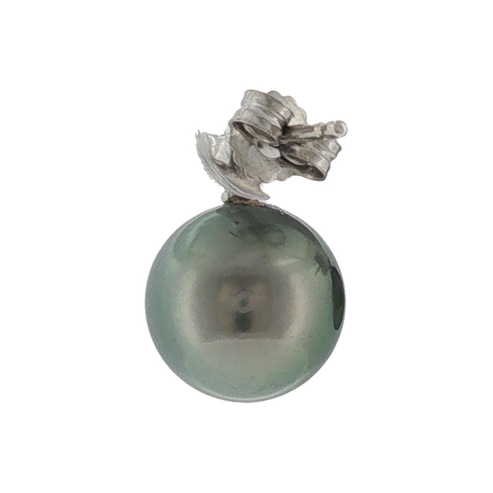Black Tahitian 11mm Pearl Diamond 18 Karat White Gold Earrings