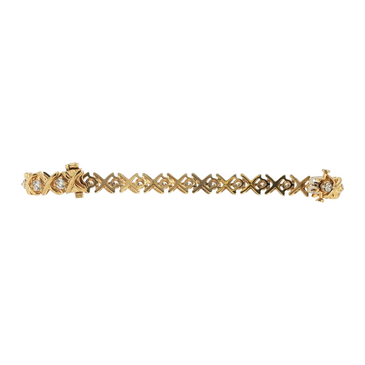 Diamond 'X' Link 14 Karat Yellow Gold Vintage Bracelet