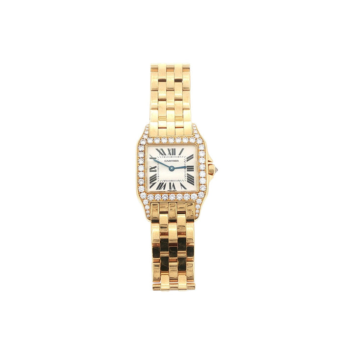 Cartier 26mm Santos Demoiselle Diamond 18k Yellow Gold Ladies Watch