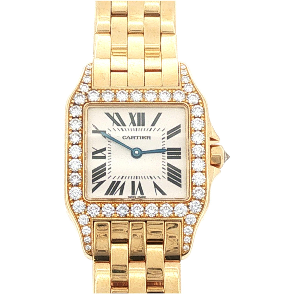 Cartier 26mm Santos Demoiselle Diamond 18k Yellow Gold Ladies Watch