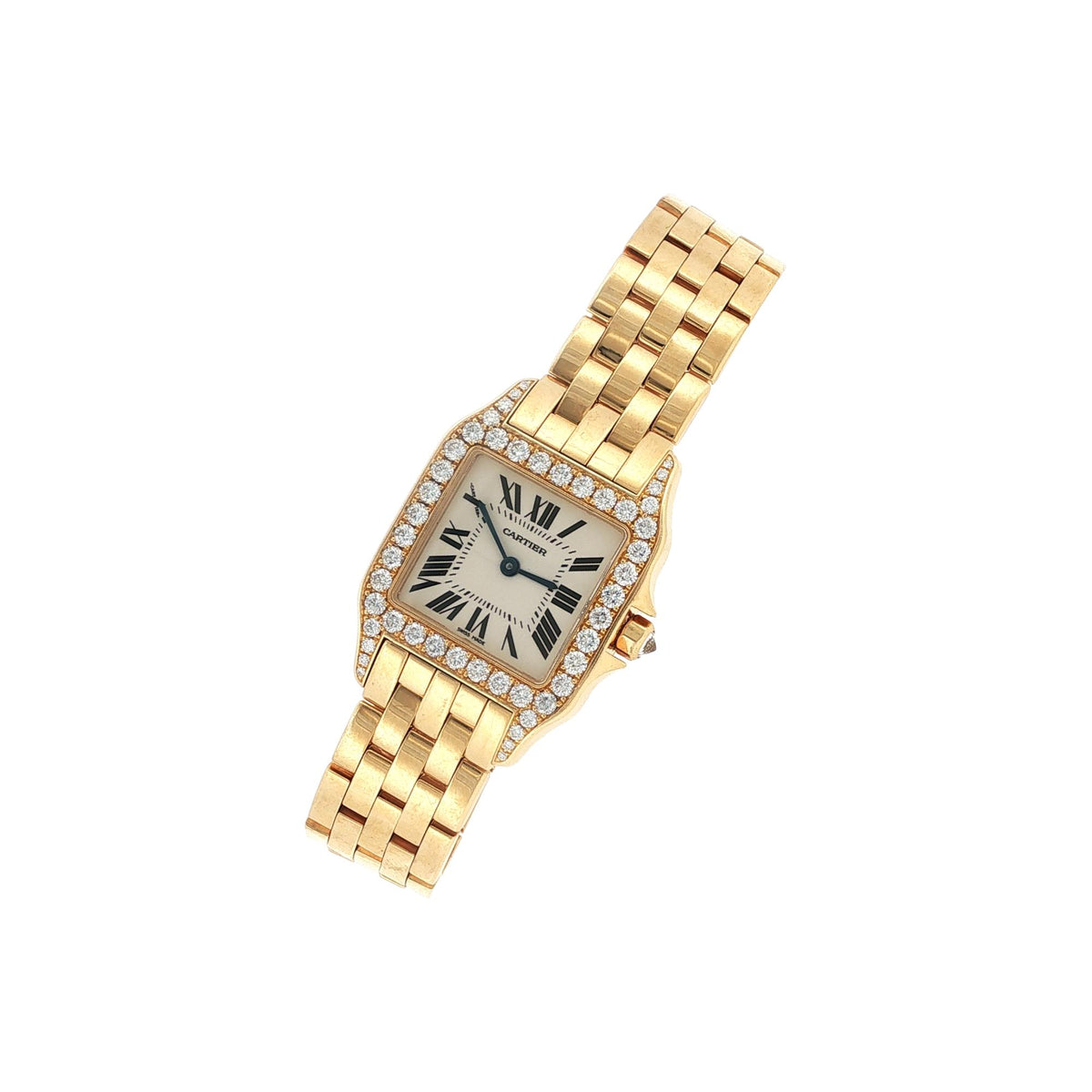 Cartier 26mm Santos Demoiselle Diamond 18k Yellow Gold Ladies Watch