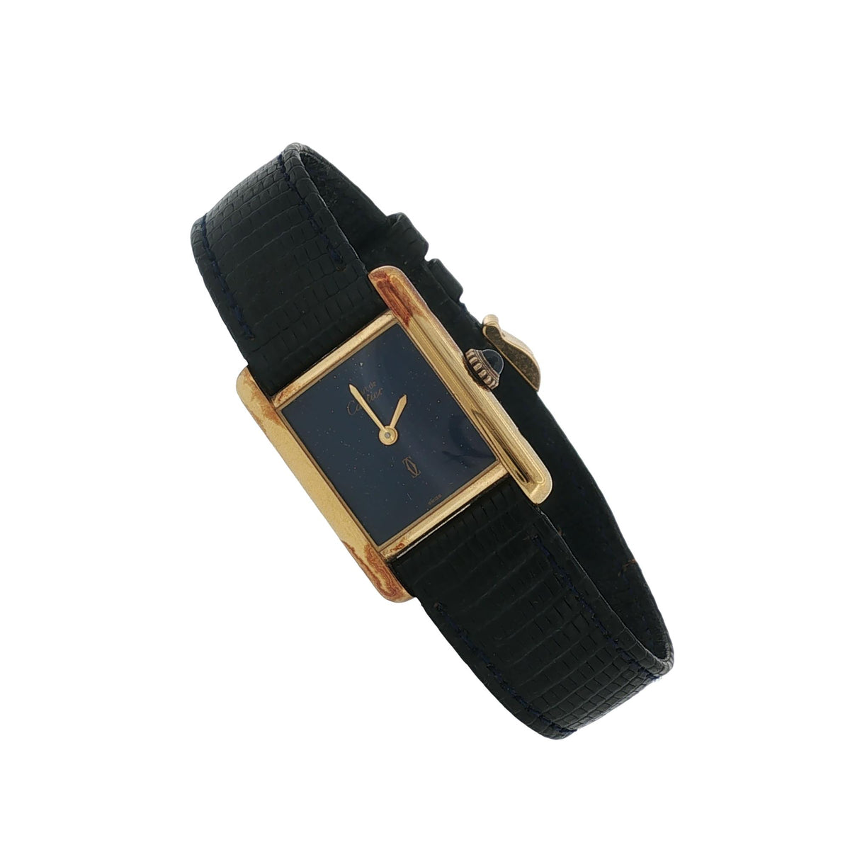 Cartier Must de Cartier Tank Vermeil Manual Wind Lapis Lazuli Dial Vintage Watch