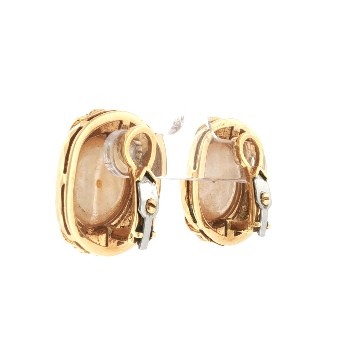 Mabé Pearl Diamond 18 Karat Yellow Gold Vintage Earclip Earrings