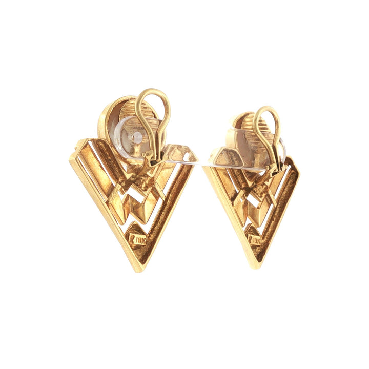 Mabé Pearl 18 Karat Yellow Gold Vintage Arrow Earclip Earrings
