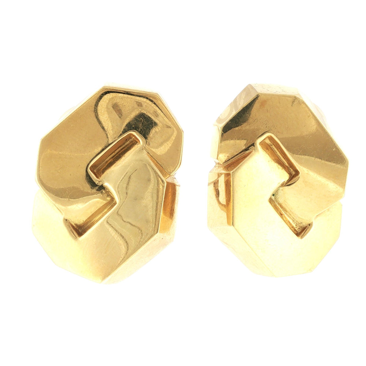 18 Karat Yellow Gold Link Vintage Earclip Earrings