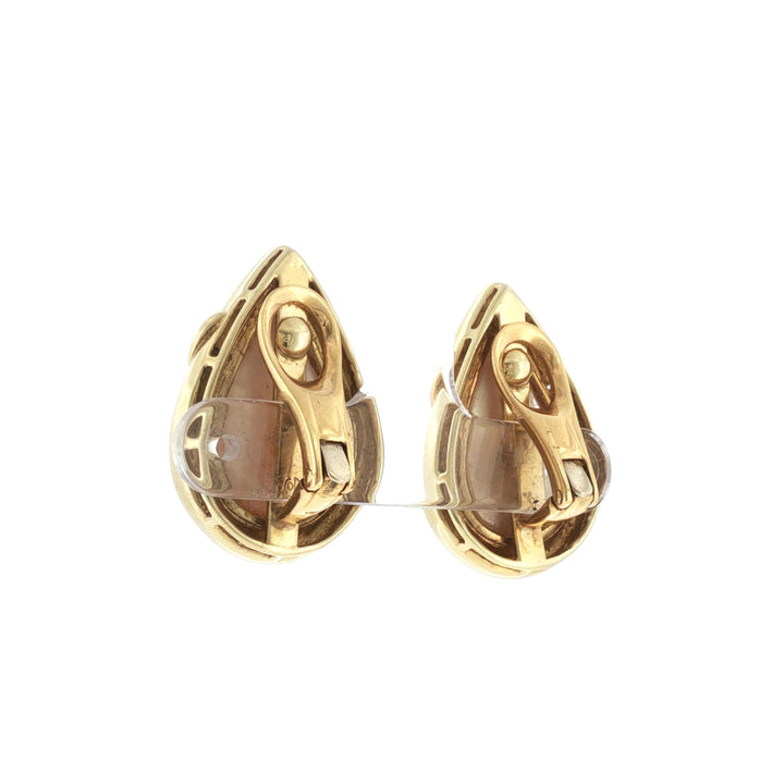 Mabé Pearl Diamond 18 Karat Yellow Gold Teardrop Shape Earclip Vintage Earrings