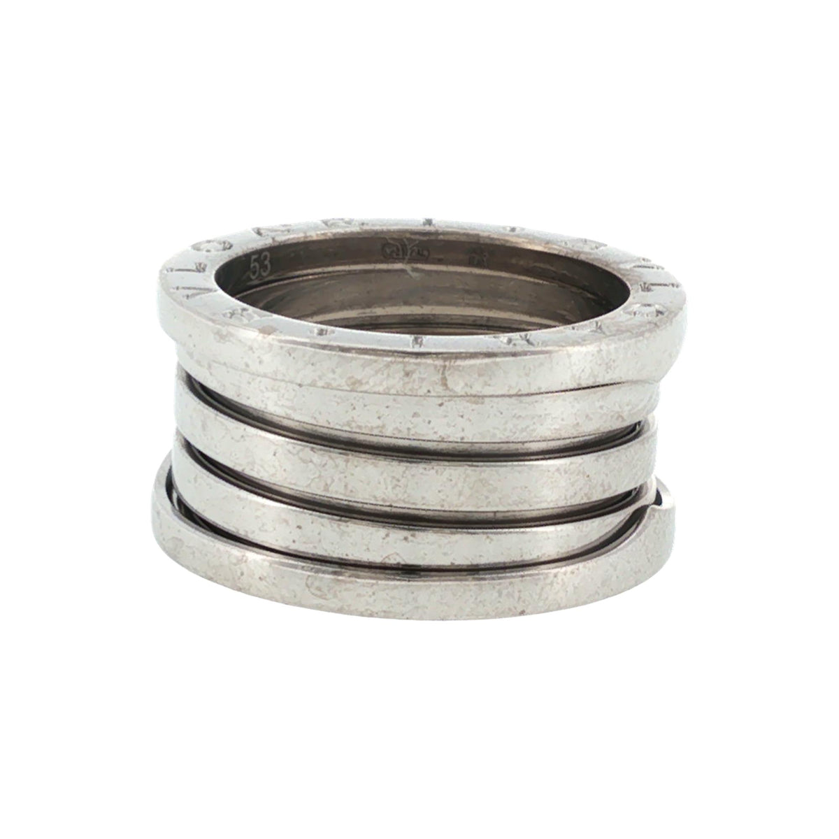 Bvlgari B.zero1 Three-Row Band 18 Karat White Gold Ring Size 53
