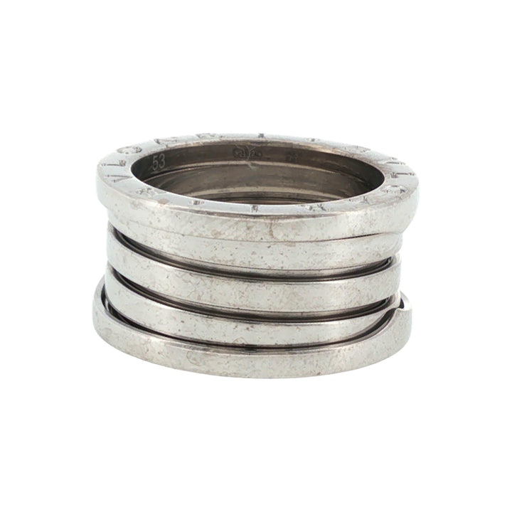 Bvlgari B.zero1 Three-Row Band 18 Karat White Gold Ring Size 53