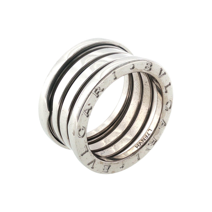 Bvlgari B.zero1 Three-Row Band 18 Karat White Gold Ring Size 53