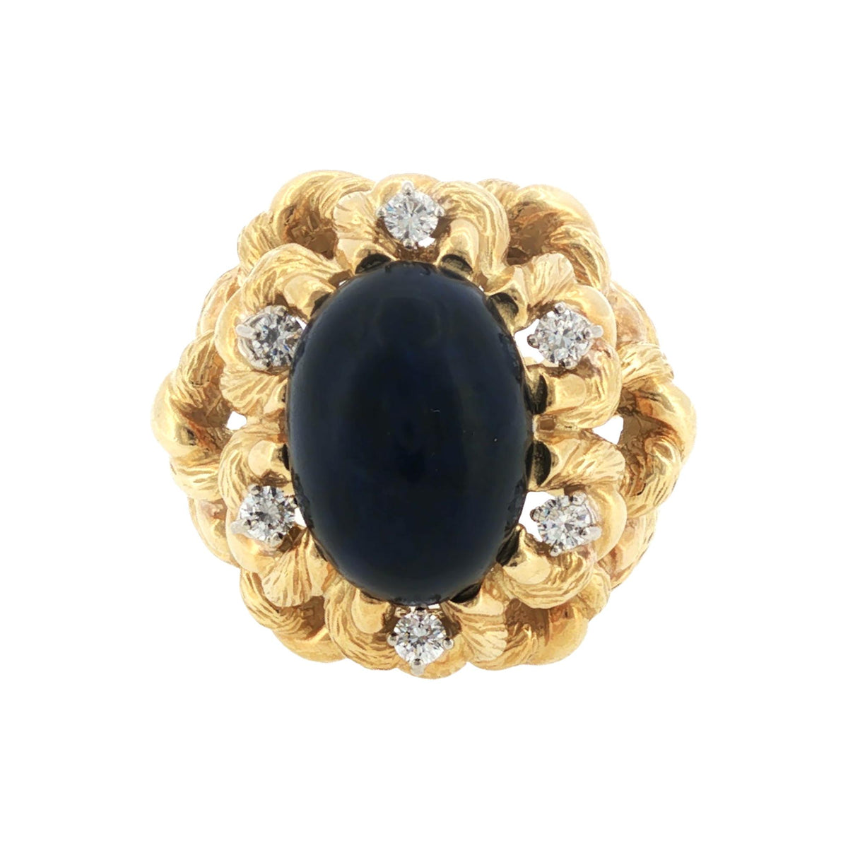 1970s 18 Karat Yellow Gold Diamond Interchangeable Turquoise, Lapis & Coral Ring
