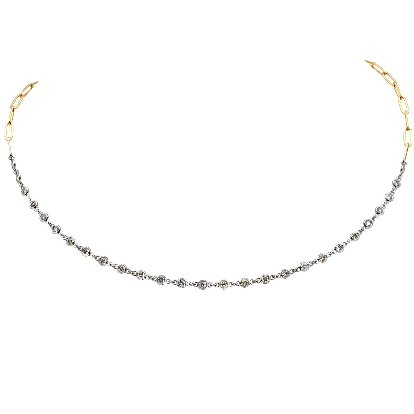 Diamond Necklace DIamond By Yard in Front Paperclip chain in back