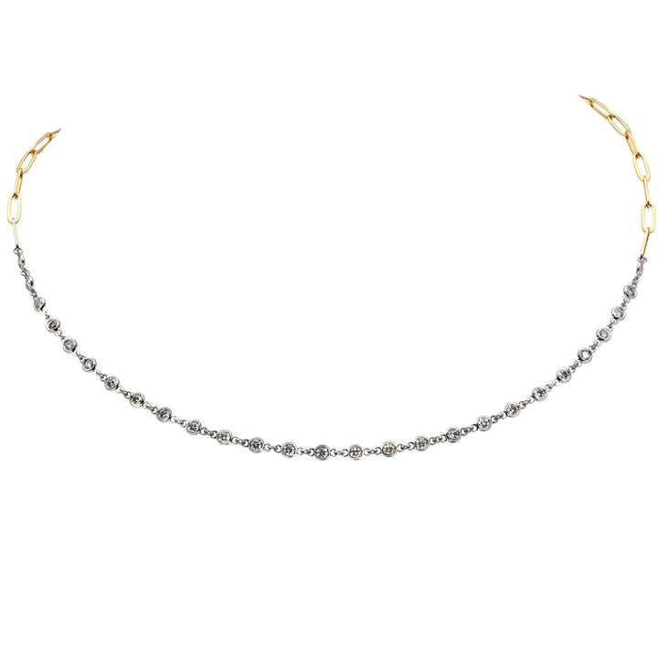 Diamond Necklace DIamond By Yard in Front Paperclip chain in back