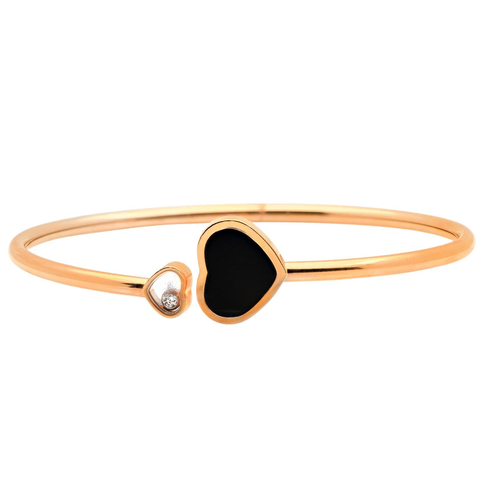 charming Heart bangle Black パメオポーズ Chopard Rose Gold Happy Hearts Diamond & Black Onyx Flexible