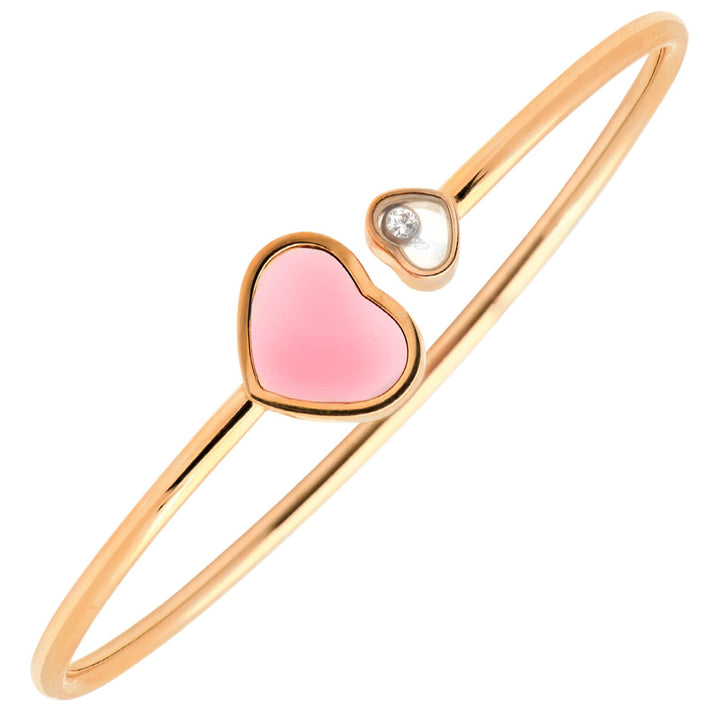Chopard Rose Gold Happy Hearts Diamond & Rose Stone Flexible Modern Bangle