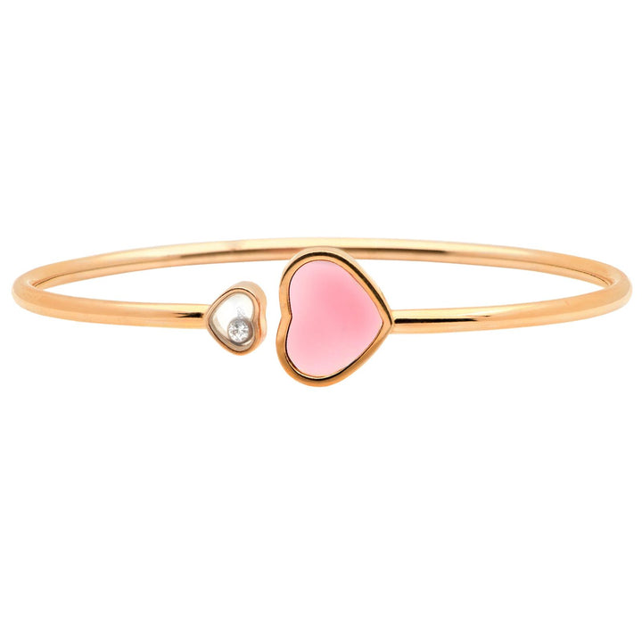 Chopard Rose Gold Happy Hearts Diamond & Rose Stone Flexible Modern Bangle