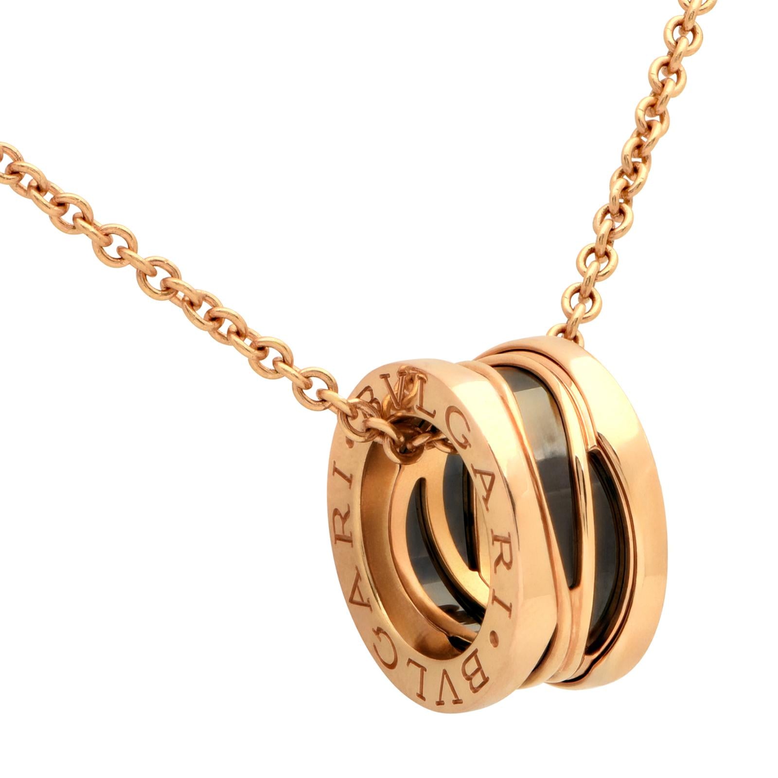 BVLGARI  B.zero1 Design Legend 18K Rose Gold & Black Ceramic Necklace