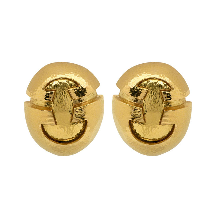 Late 20th Century David Webb Hammered 18 Karat Yellow Gold Earclip Earrings