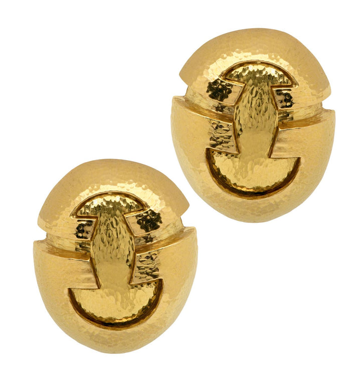 Late 20th Century David Webb Hammered 18 Karat Yellow Gold Earclip Earrings